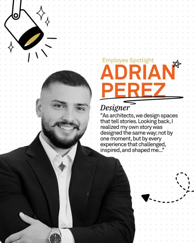 Meet Adrian Perez, Designer, whose recent Spotlight, Designed By Every Experience, reflected on the moments, people and passions that have shaped his creative journey.From athletics to painting murals and serving his community, Adrian shared how perseverance, and teamwork influence not only his approach to design, but also the way he collaborates with others.Our Spotlights are one of our internal social constructs that bring us together through discovery, design discourse and learning about one another. These are the great foundations for our strong studio culture. 🤝