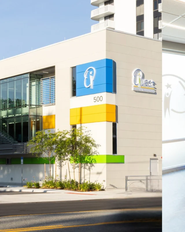 Designed to experience a full life 💫The Quest Therapy Center & Academy reflects @questinc_fl's unwavering commitment to improving the quality of life for individuals with developmental disabilitiesInspired by the organization’s motto, "Reach for the stars," the reimagined facility brings earth and sky motifs to life through purpose-filled therapy and academic spaces, collaborative hubs, outdoor zones, and high- and low-stimulus environments.Once dark and enclosed, the building has been transformed into a porous, vibrant home to students, clients and families to thrive. At Schenkel Shultz, we're honored to create spaces that make a lasting impact, bringing purpose-driven design to the communities we serve.📸: @g.o.design